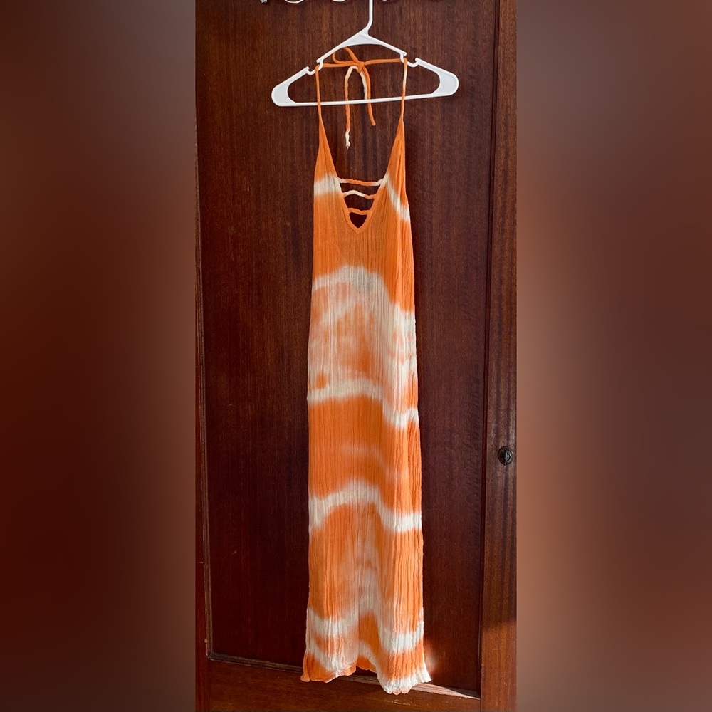 Jen’s Pirate Booty - Orange White Tie Dye Beach Dress - M/L
